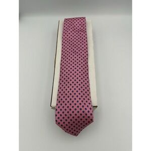 Barneys New‎ York 100% Silk Tie Pink Navy Blue Geometric Hand Made Italy Luxury